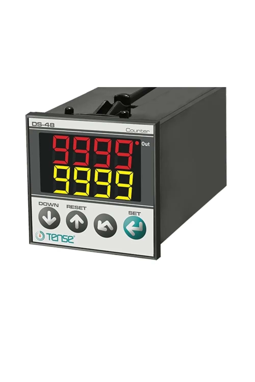 72x72 ebatlarında, Çift SET’li, çift çıkışlı, CP1, CP2, RESET girişli, kuru kontak, proximity ve encoder girişli ( NPN/PNP/Totem Pole ), Çift göstergeli, 4 hane, çarpan değeri girilebilen, rezervli, SSR çıkışlı, ileri-geri sayıcı