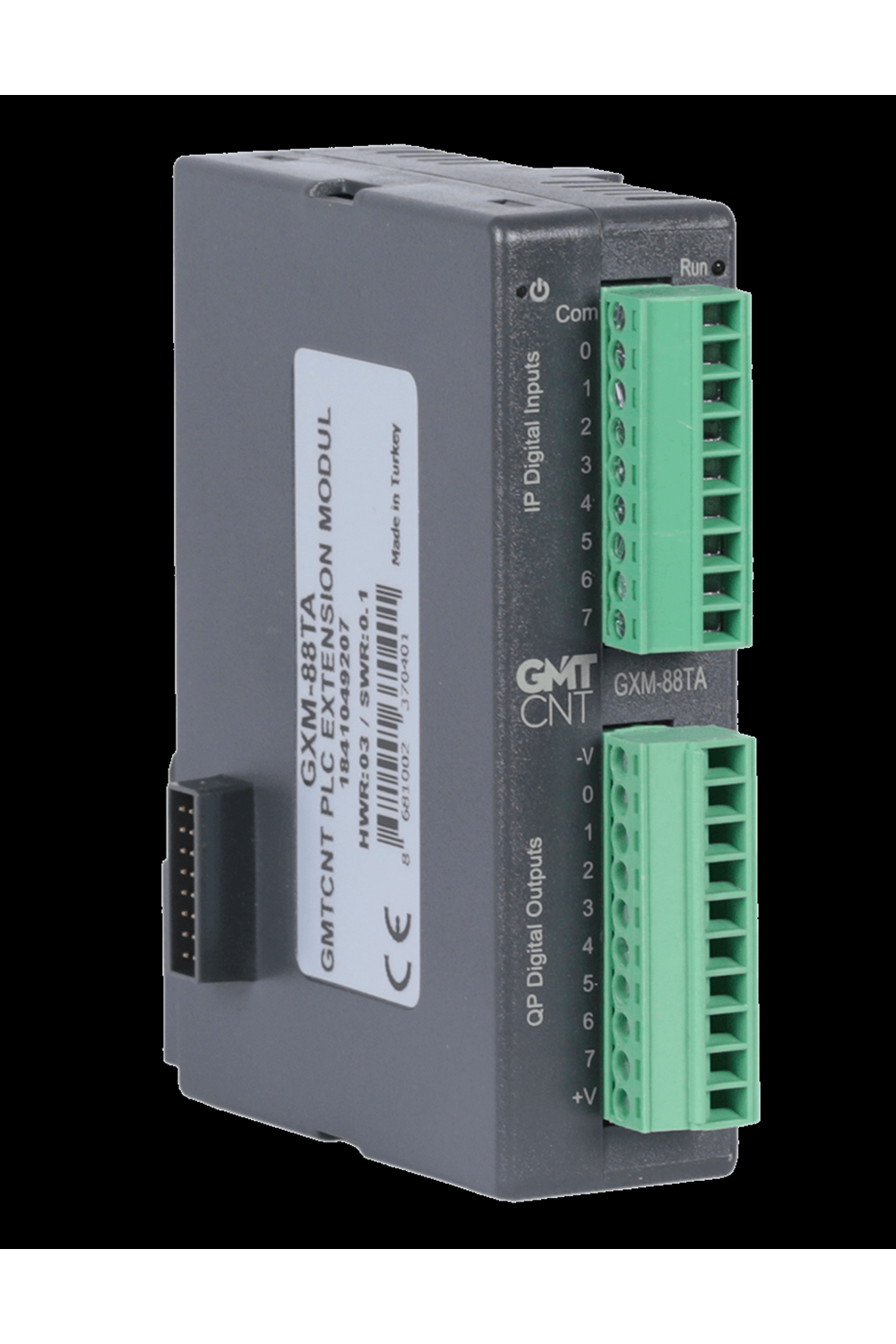 8 Kanal 24 VDC PNP/NPN dijital giriş / 8 Kanal 24 VDC 300 mA kısa devrekorumalı transistör çıkış (Çıkışlar PNP transistördür)