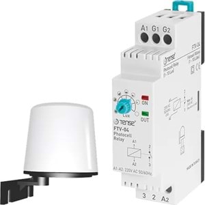 Fotosel Rölesi, 1 - 10 Lux ayarlı, 5A / 250V AC röle çıkışlı, DIN Kutu