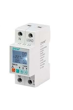 Dijital Kaçak Akım Algılamalı Monofaze Gerilim ve Akım Koruma Rölesi Direkt 63A