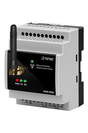 GSM Modem, Quand band GSM/GPRS/EDGE, RS-232, RS-485, TCP-IP uyumlu, izoleli, ModBus iletişim, Maksimum 19200 Bps, 2.2dBi SMA değiştirilebilir anten