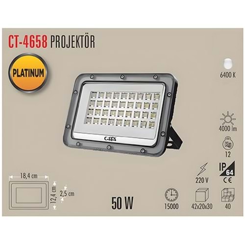 CT-4658 50W SLİM LED PROJEKTÖR ( BEYAZ )