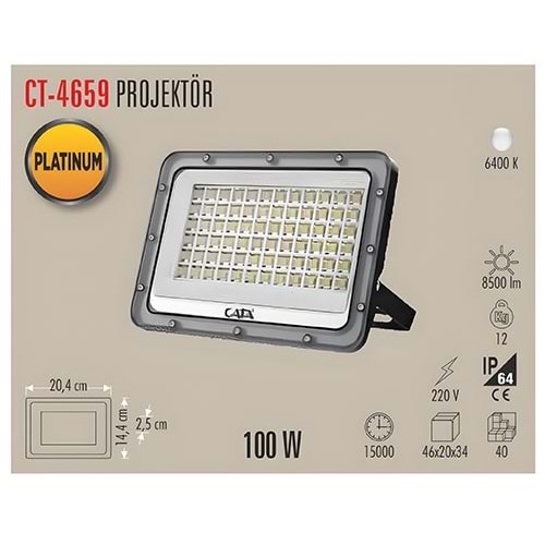 CT-4659 100W SLİM LED PROJEKTÖR(BEYAZ)