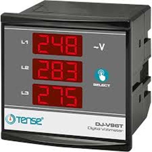 Dijital 3 Faz Voltmetre 5V - 500V AC (50/60 Hz) 96x96mm