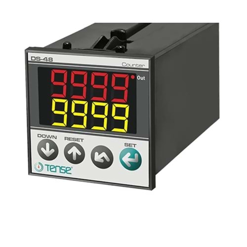 72x72 ebatlarında, Çift SET’li, çift çıkışlı, CP1, CP2, RESET girişli, kuru kontak, proximity ve encoder girişli ( NPN/PNP/Totem Pole ), Çift göstergeli, 4 hane, çarpan değeri girilebilen, rezervli, SSR çıkışlı, ileri-geri sayıcı
