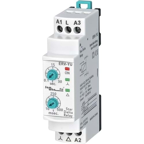 Yıldız Üçgen Rölesi, V-Otomat Tip, 220V AC (50-60 Hz.), Yıldız: 1sn. - 30 sn., Geçiş: 10 msn. - 500 msn.