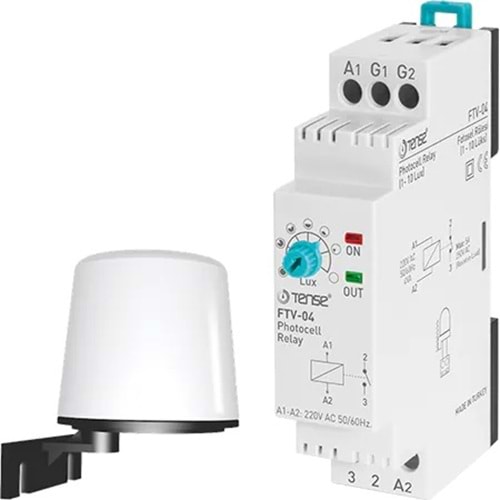 Fotosel Rölesi, 1 - 10 Lux ayarlı, 5A / 250V AC röle çıkışlı, DIN Kutu