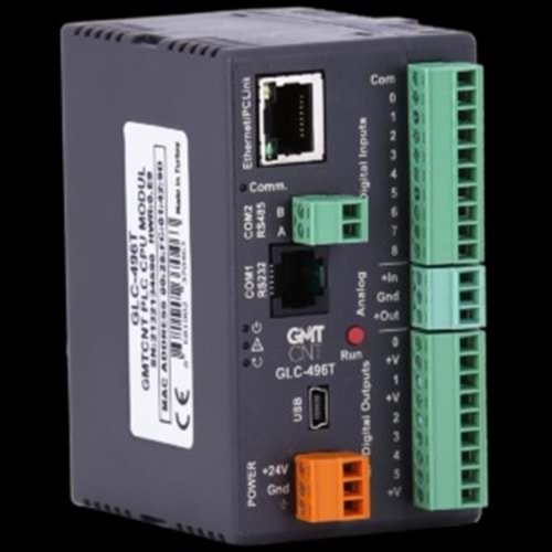 Dijital Giriş, 6 Transistör Çıkış, 1 Analog Giriş, 1 Analog Çıkış, RTC, WMI, GMT Scada(Çıkışlar PNP transistördür)