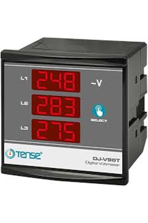 Dijital 3 Faz Voltmetre 5V - 500V AC (50/60 Hz) 96x96mm
