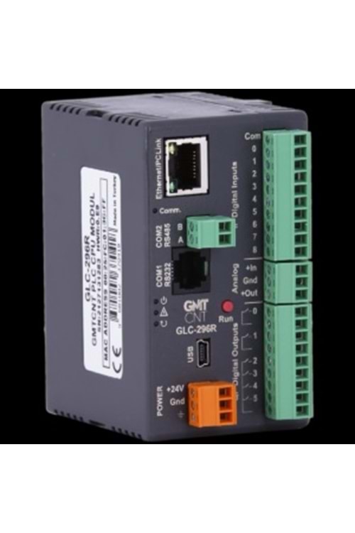 9 Dijital Giriş, 6 Kanal (5A @ 250 VAC) Röle Çıkış, 1 Analog Giriş, 1 Analog Çıkış