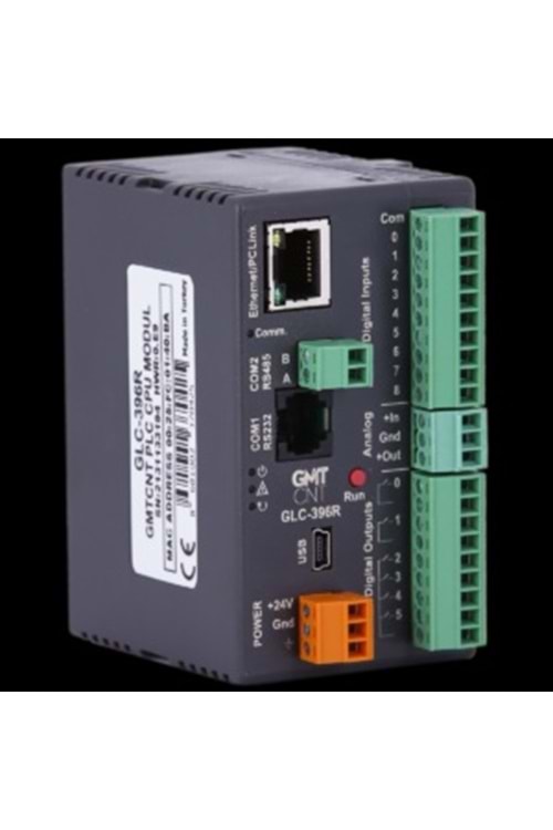 9 Dijital Giriş, 6 Kanal (5A @ 250 VAC) Röle Çıkış, 1 Analog Giriş, 1 Analog Çıkış, RTC, WMI