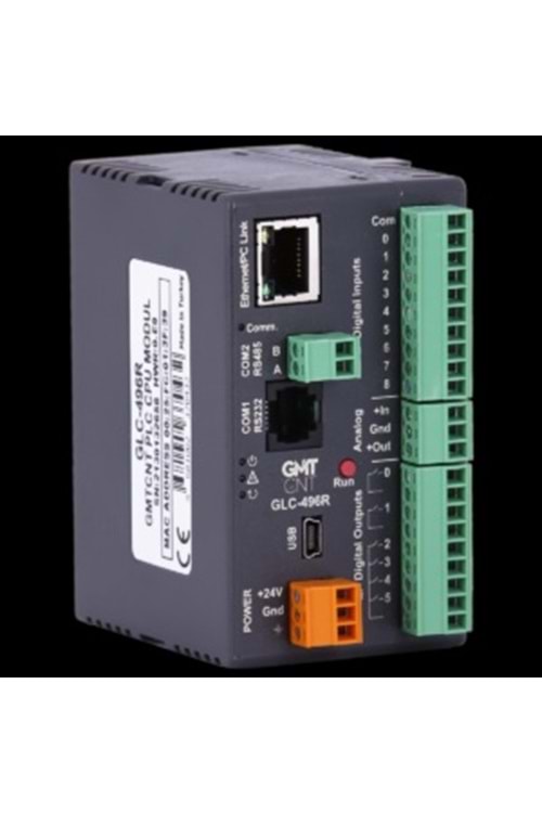 9 Dijital Giriş, 6 Kanal (5A @ 250 VAC) Röle Çıkış, 1 Analog Giriş, 1 Analog Çıkış, RTC, WMI,GMT Scada