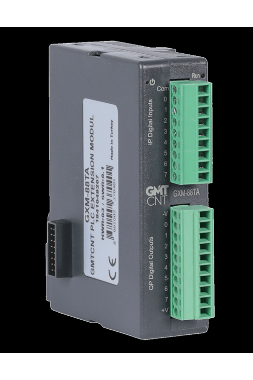 8 Kanal 24 VDC PNP/NPN dijital giriş / 8 Kanal 24 VDC 300 mA kısa devrekorumalı transistör çıkış (Çıkışlar PNP transistördür)