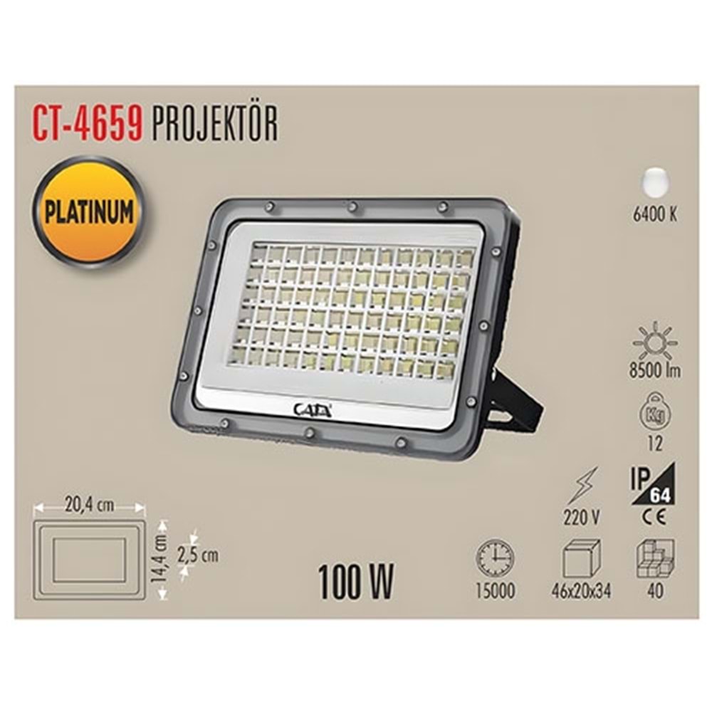CT-4659 100W SLİM LED PROJEKTÖR(BEYAZ)